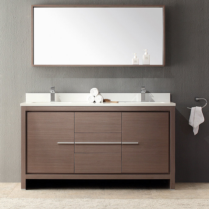 Fresca Allier 60" Double Modern Bathroom Vanity Set with Mirror